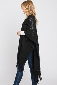 Paisley Pattern Fringe Poncho-MS0319