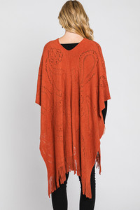Paisley Pattern Fringe Poncho-MS0319