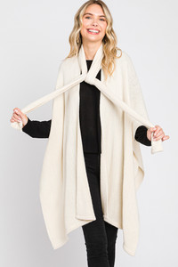 Cape with Attached Scarf with Neckline Tie-MS0320