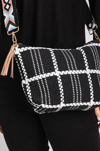 Checked Pattern Tassel Crossbody Bag-MB0196