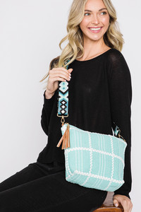 Checked Pattern Tassel Crossbody Bag-MB0196
