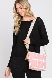 Checked Pattern Tassel Crossbody Bag-MB0196