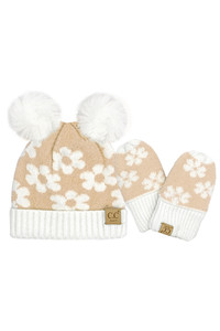 C.C Baby Daisy Pom Pom Beanie and Glove Set-BB-SEE0063