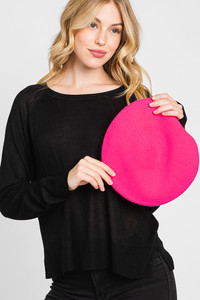 Stretchy Solid Color Beret-MH0011
