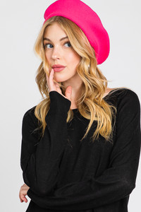 Stretchy Solid Color Beret-MH0011