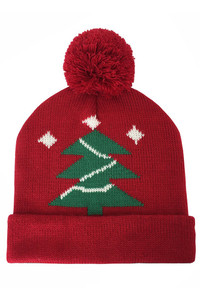 Tree Yarn Christmas Holiday Pom Beanie-WCB120201