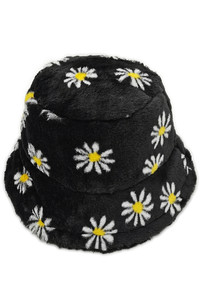 Floral Faux Fur Bucket Hat-WHU120016