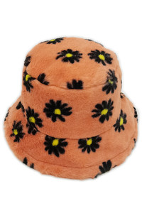 Floral Faux Fur Bucket Hat-WHU120016