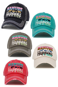 MANURE HAPPENS Vintage Baseball Cap-KBV-1530