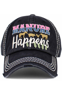 MANURE HAPPENS Vintage Baseball Cap-KBV-1530