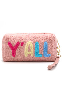 Faux Fur Y'all Wristlet Pouch-MP0168