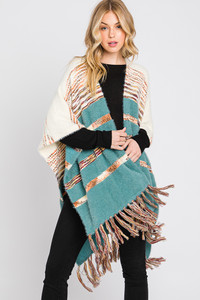 Stripe Pattern Ruana-MS0324