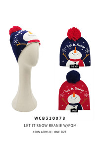 Let It Snow Christmas Holiday Pom Beanie-WCB320078