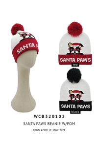 Santa Paws Christmas Holiday Pom Beanie-WCB320102