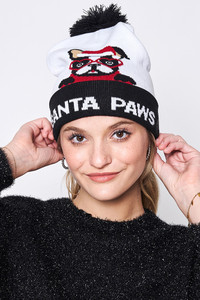 Santa Paws Christmas Holiday Pom Beanie-WCB320102