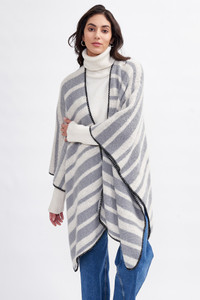 Cozy Stripe Two Tone Knit Kimono-ZCK320007