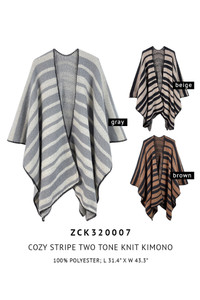 Cozy Stripe Two Tone Knit Kimono-ZCK320007