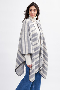 Cozy Stripe Two Tone Knit Kimono-ZCK320007