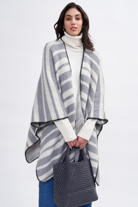 Cozy Stripe Two Tone Knit Kimono-ZCK320007