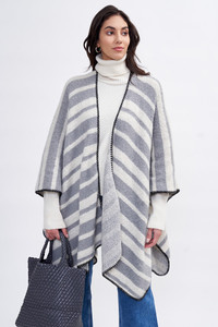 Cozy Stripe Two Tone Knit Kimono-ZCK320007