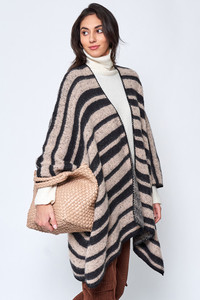 Cozy Stripe Two Tone Knit Kimono-ZCK320007