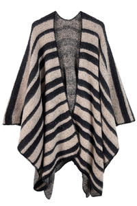 Cozy Stripe Two Tone Knit Kimono-ZCK320007