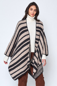Cozy Stripe Two Tone Knit Kimono-ZCK320007