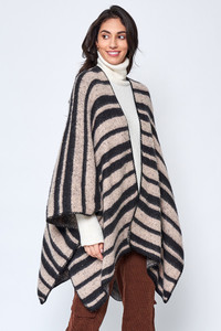 Cozy Stripe Two Tone Knit Kimono-ZCK320007