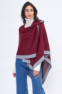 Bordered Ruana with Shoulder Strap-ZCR320005