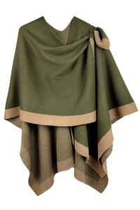 Bordered Ruana with Shoulder Strap-ZCR320005