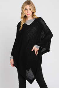 Solid Loose Knit Poncho-MS0335