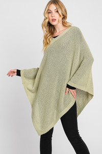 Solid Loose Knit Poncho-MS0335