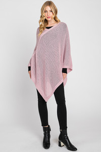 Solid Loose Knit Poncho-MS0335