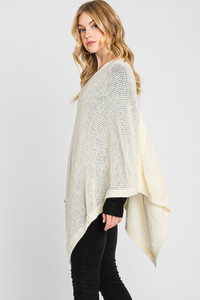 Solid Loose Knit Poncho-MS0335