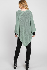 Solid Loose Knit Poncho-MS0335