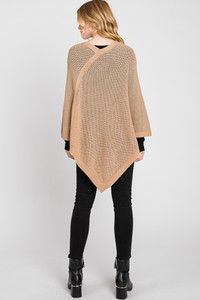 Solid Loose Knit Poncho-MS0335