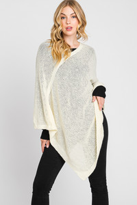 Solid Loose Knit Poncho-MS0335