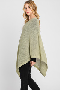 Solid Loose Knit Poncho-MS0335