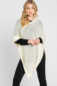 Solid Loose Knit Poncho-MS0335