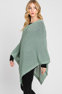 Solid Loose Knit Poncho-MS0335