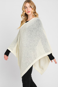 Solid Loose Knit Poncho-MS0335