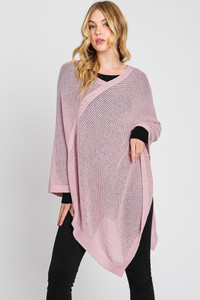 Solid Loose Knit Poncho-MS0335