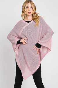 Solid Loose Knit Poncho-MS0335