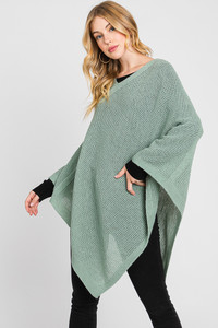 Solid Loose Knit Poncho-MS0335