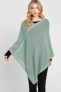 Solid Loose Knit Poncho-MS0335