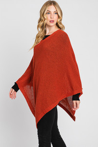 Solid Loose Knit Poncho-MS0335