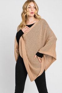 Solid Loose Knit Poncho-MS0335