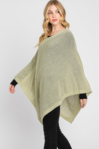 Solid Loose Knit Poncho-MS0335