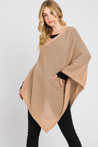 Solid Loose Knit Poncho-MS0335
