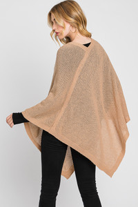 Solid Loose Knit Poncho-MS0335